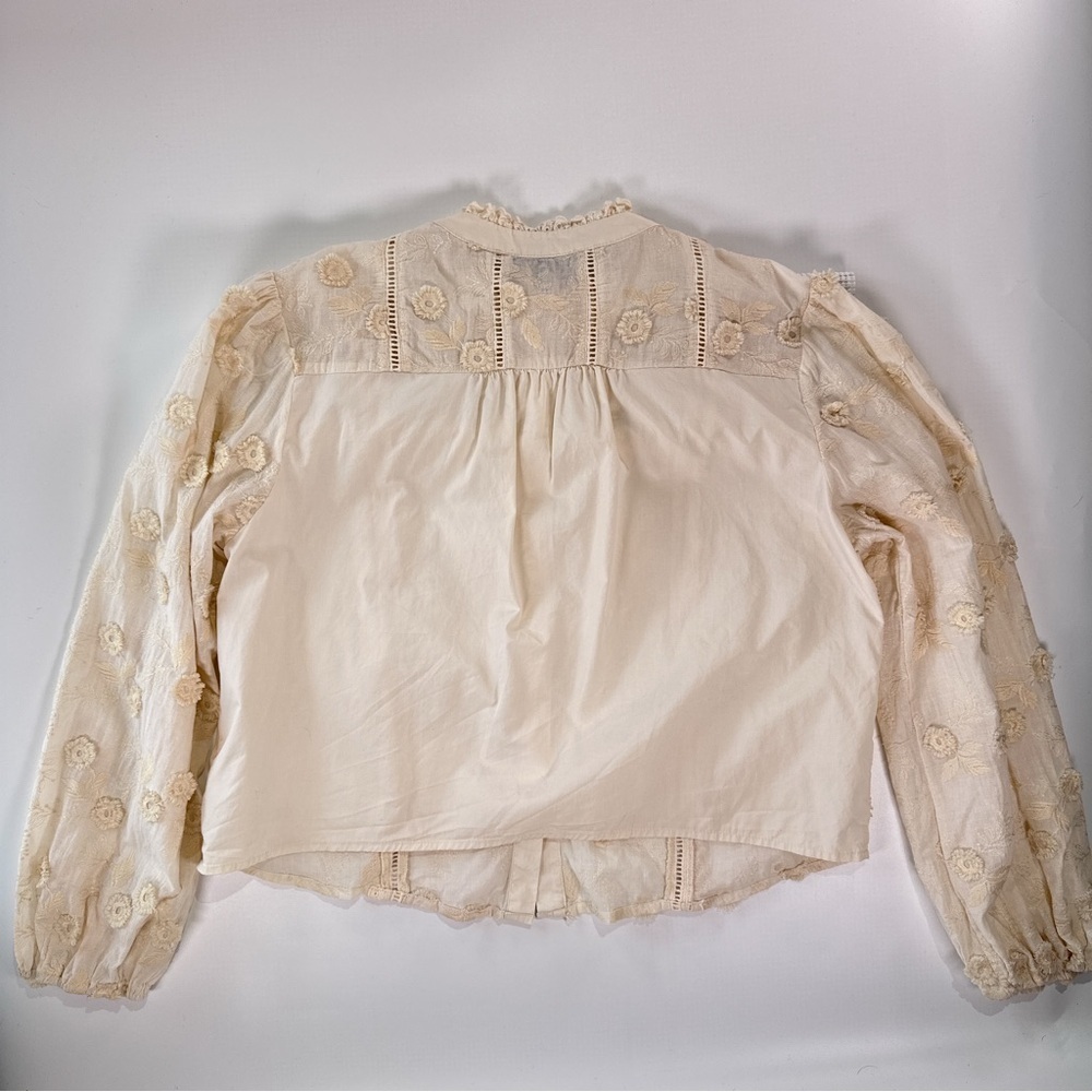 Lulus Women’s Admired Effect Button Up Blouse XL Cream - Picture 5 of 11